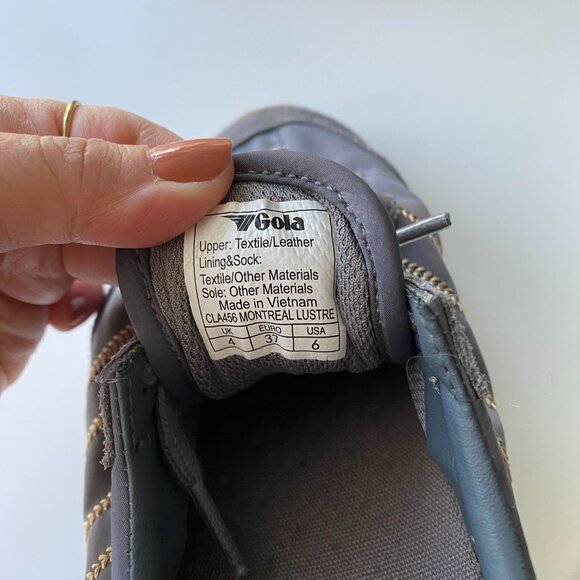 Anthropologie Gola Grey and Gold Montreal Lustre Sneakers Size 6 - Picture 3 of 9